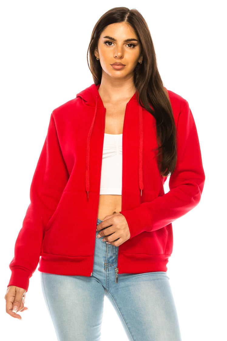 Women's Fleece Zip Up Hoodie - Red (S-XL, 2X-3X) $9.50-$9.75 Per Piece WBT61