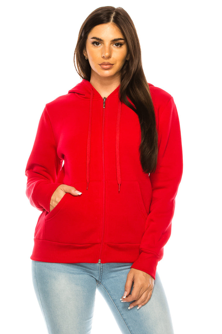 Women's Fleece Zip Up Hoodie - Red (S-XL, 2X-3X) $9.50-$9.75 Per Piece WBT61