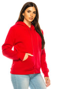 Women's Fleece Zip Up Hoodie - Red (S-XL, 2X-3X) $9.50-$9.75 Per Piece WBT61