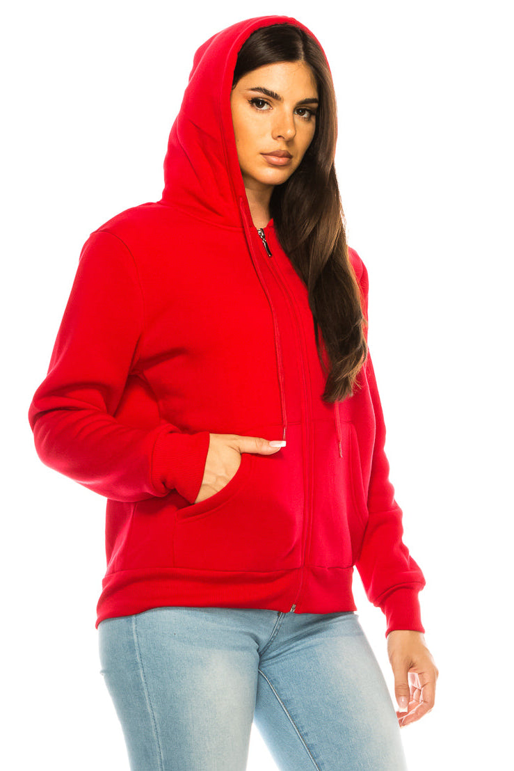 Women's Fleece Zip Up Hoodie - Red (S-XL, 2X-3X) $9.50-$9.75 Per Piece WBT61