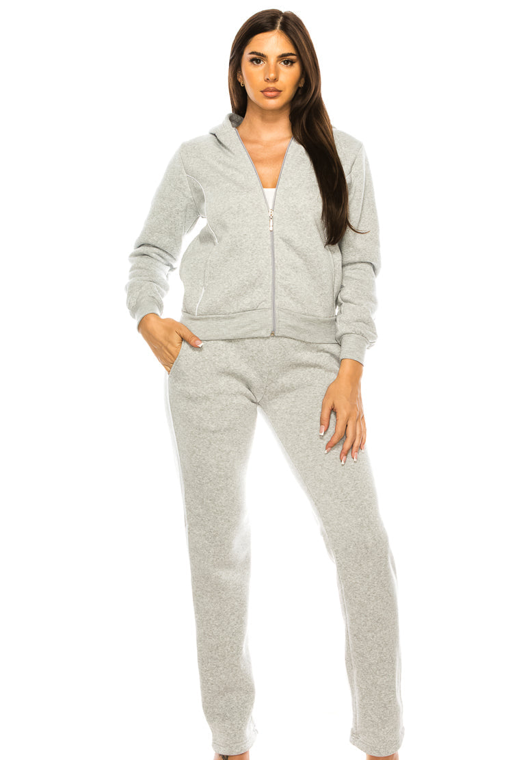 Women 2 Piece Fleece Matching Sweatsuit - Black (S-XL)( 2X-3X) $15.50-$16.50 Per Set WF1705