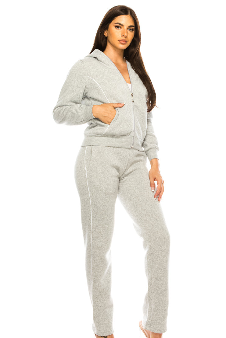Women 2 Piece Fleece Matching Sweatsuit - L. Grey (S-XL)( 2X-3X) $15.50-$16.50 Per Set WF1705