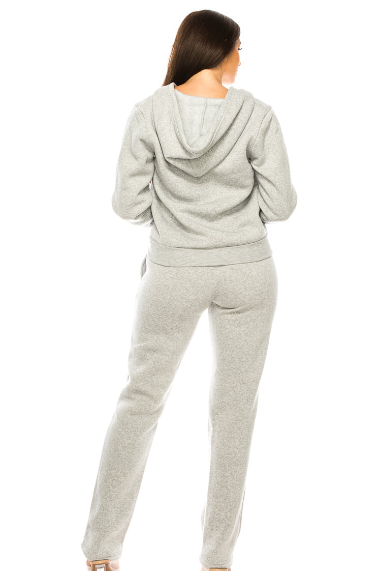 Women 2 Piece Fleece Matching Sweatsuit - L. Grey (S-XL)( 2X-3X) $15.50-$16.50 Per Set WF1705