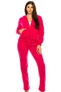 Women 2 Piece Fleece Matching Sweatsuit - Fuchsia (S-XL)( 2X-3X) $15.50-$16.50 Per Set WF1705