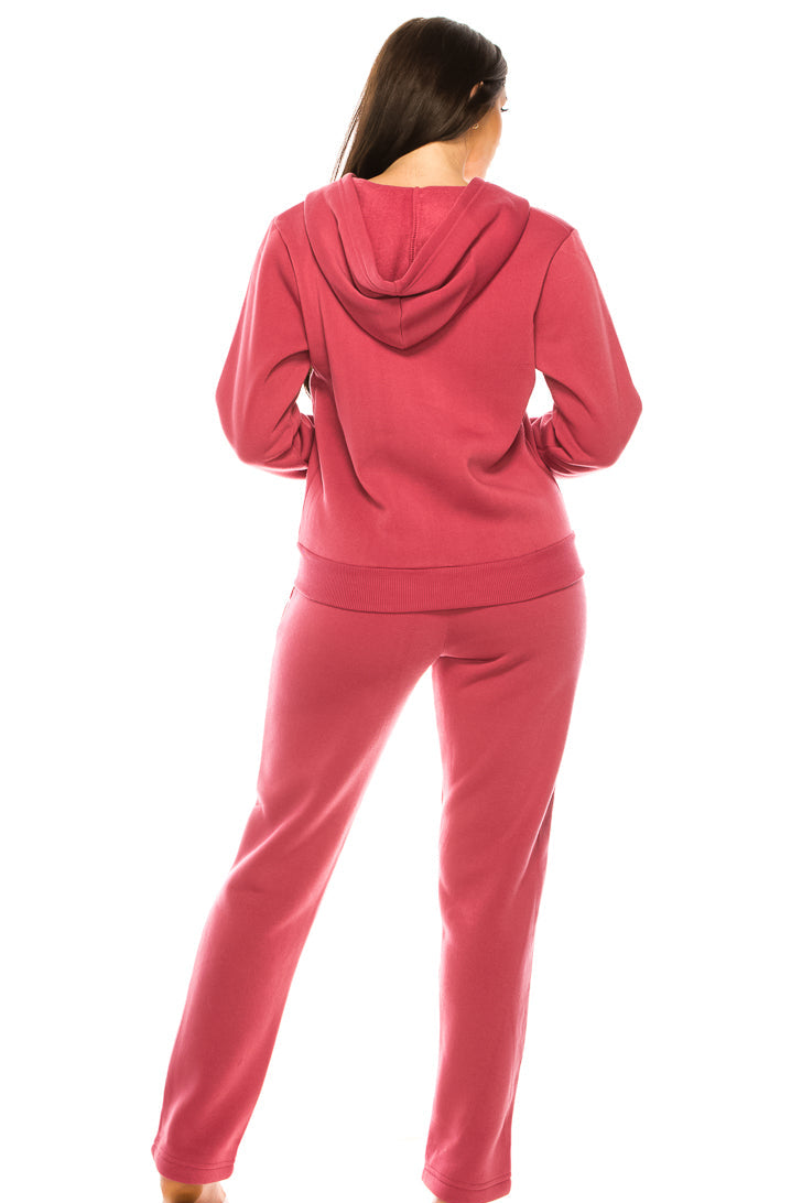 Women 2 Piece Fleece Matching Sweatsuit - Plum (S-XL)( 2X-3X) $15.50-$16.50 Per Set WF1705