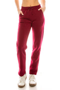 Women Active Fleece Sweat Pants With Drawstring Waist - Burgundy (S-M-L-XL) $7.25 Per Piece WP30