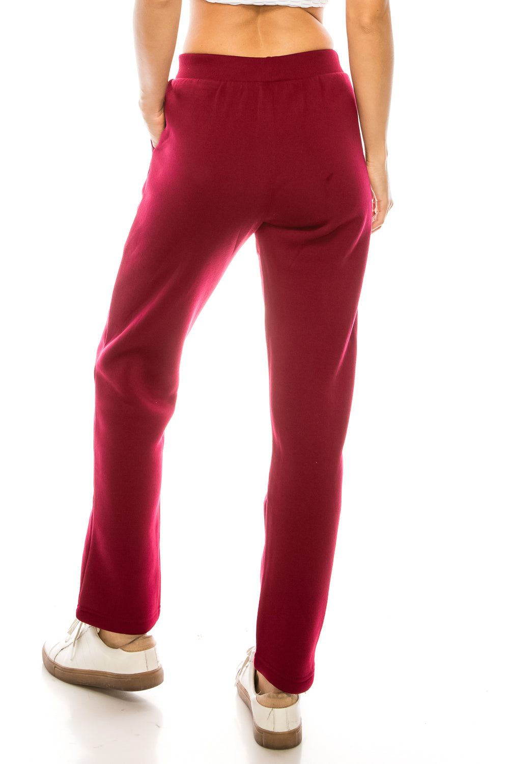 Women's Open Bottom Sweat Pants With Drawstring Waist Burgundy (S-M-L-XL) $7.00 Per Piece WP30