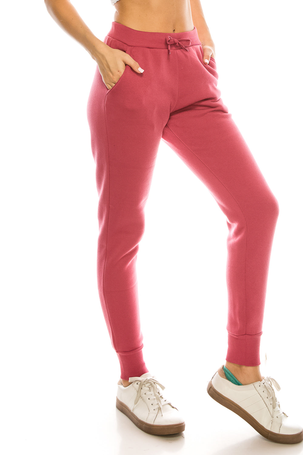Women Fleece Jogger Sweat Pants With Drawstring Waist - Plum (S-XL) $7.25 Per Piece WP31