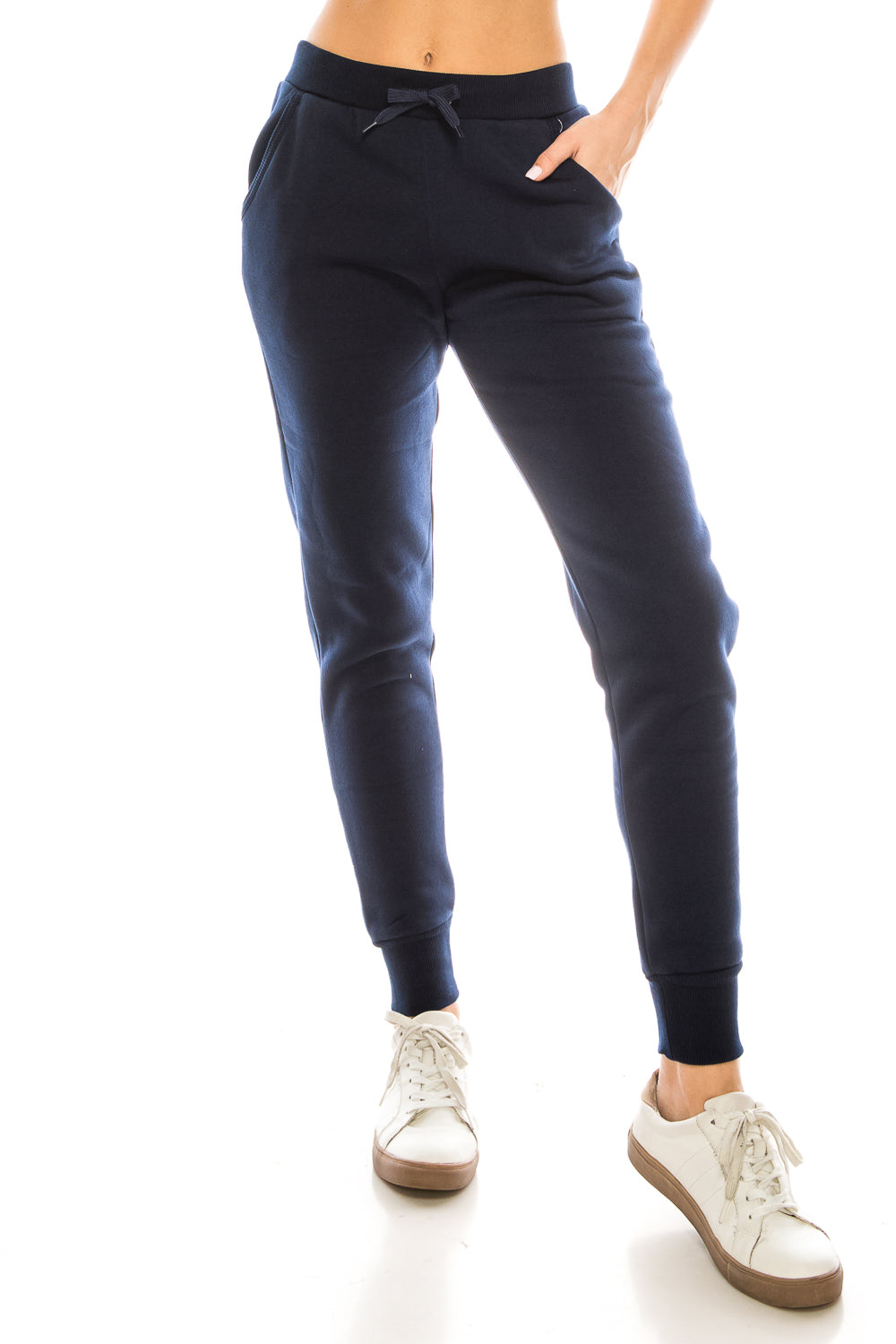 Women Fleece Jogger Sweat Pants With Drawstring Waist - Navy (S-XL) $7.25 Per Piece WP31