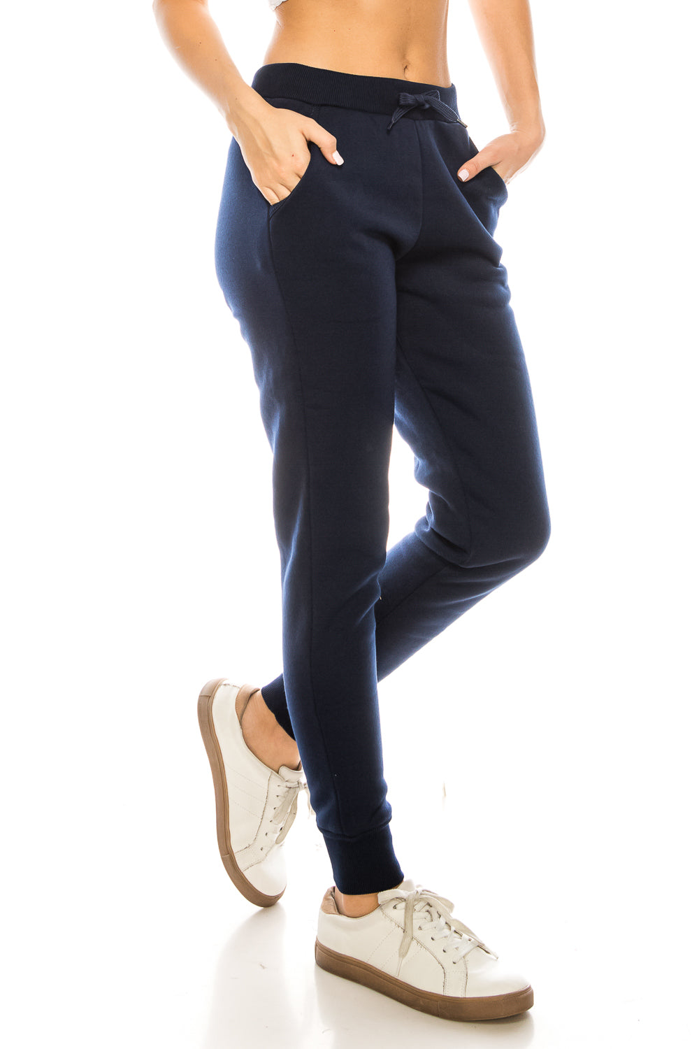 Women Fleece Jogger Sweat Pants With Drawstring Waist - Navy (S-XL) $7.25 Per Piece WP31