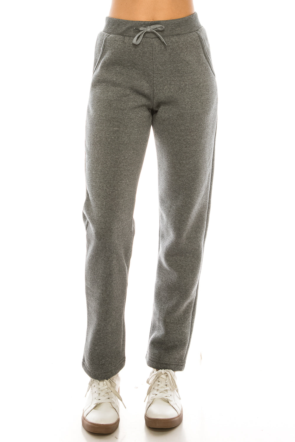 Women Active Fleece Sweat Pants With Drawstring Waist - D. Grey (S-M-L-XL) $7.25 Per Piece WP30