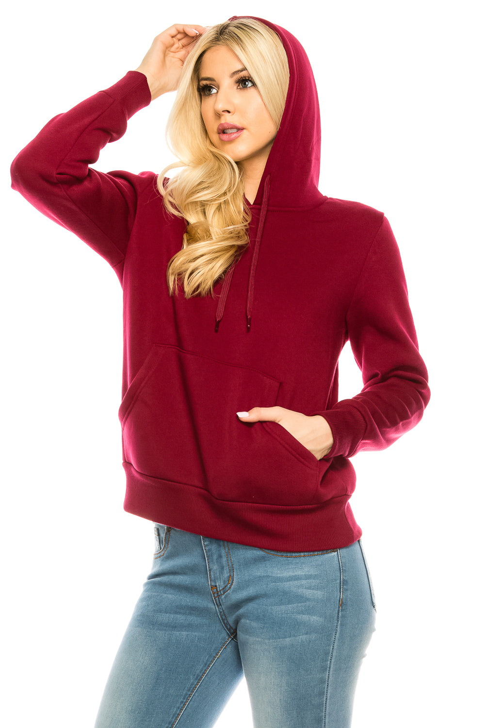 Women's Fleece Pullover Hoodie Burgundy (S-M-L-XL-2XL-3XL) $9.00-$9.50 Per Piece WBT60