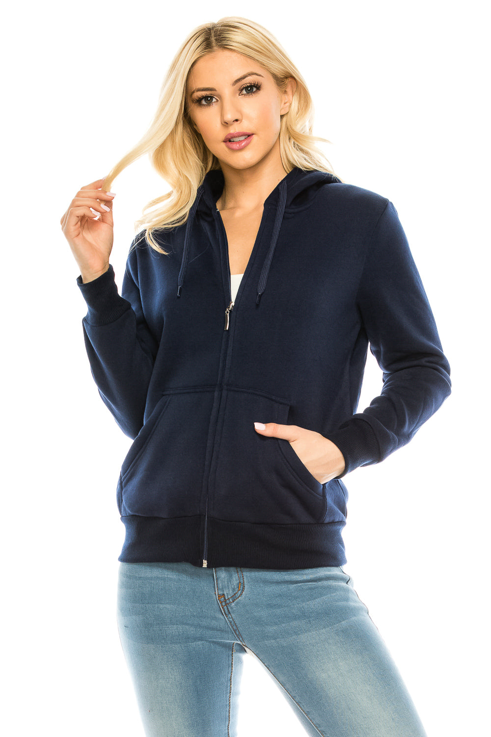 Women's Navy Zip Up Hoodie (S-XL) $9.50-$9.75 Per Piece WBt61