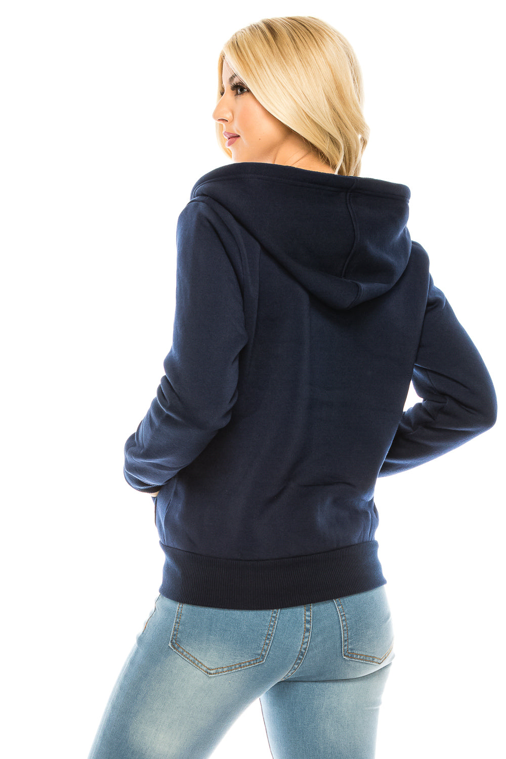 Women's Navy Zip Up Hoodie (S-XL) $9.50-$9.75 Per Piece WBt61