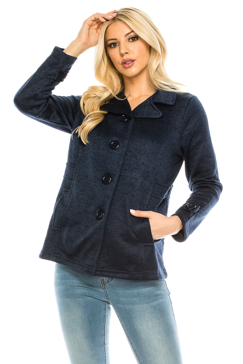 Women Navy Tweed Coats (S-XL) $8 Per Piece