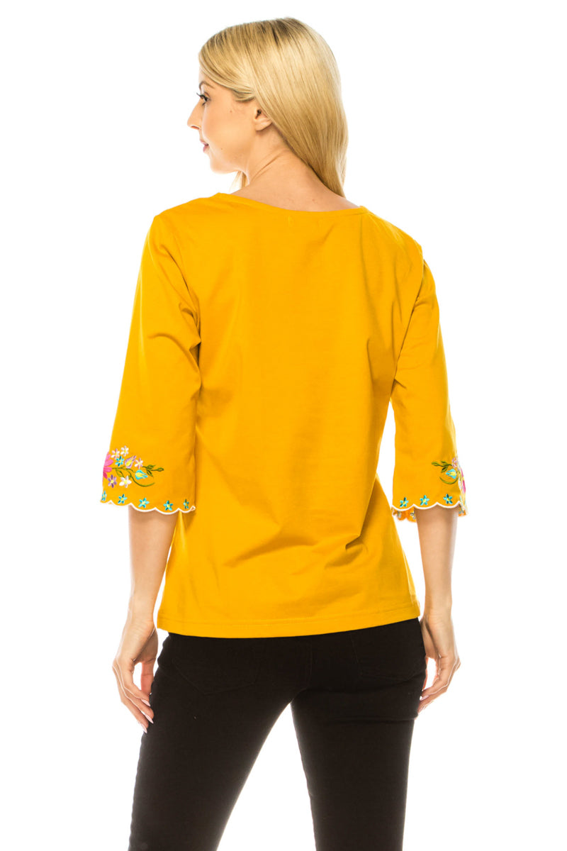 Honey Embroidered Cotton Blend Bohemian Blouses 3/4 Sleeves for Fiestas and All Occasions  (S-3XL) $8 Per Piece. MT804