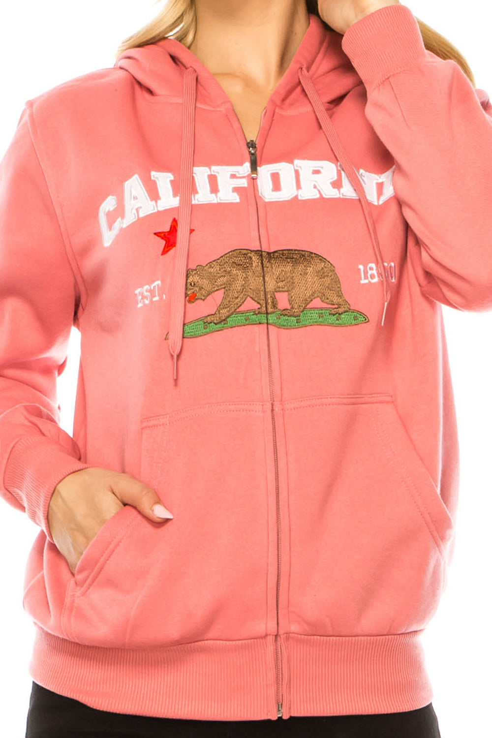 Rose Premium Quality California Embroidered Zip Up Hoodie (S-XL) $11 Per Piece. WBT64