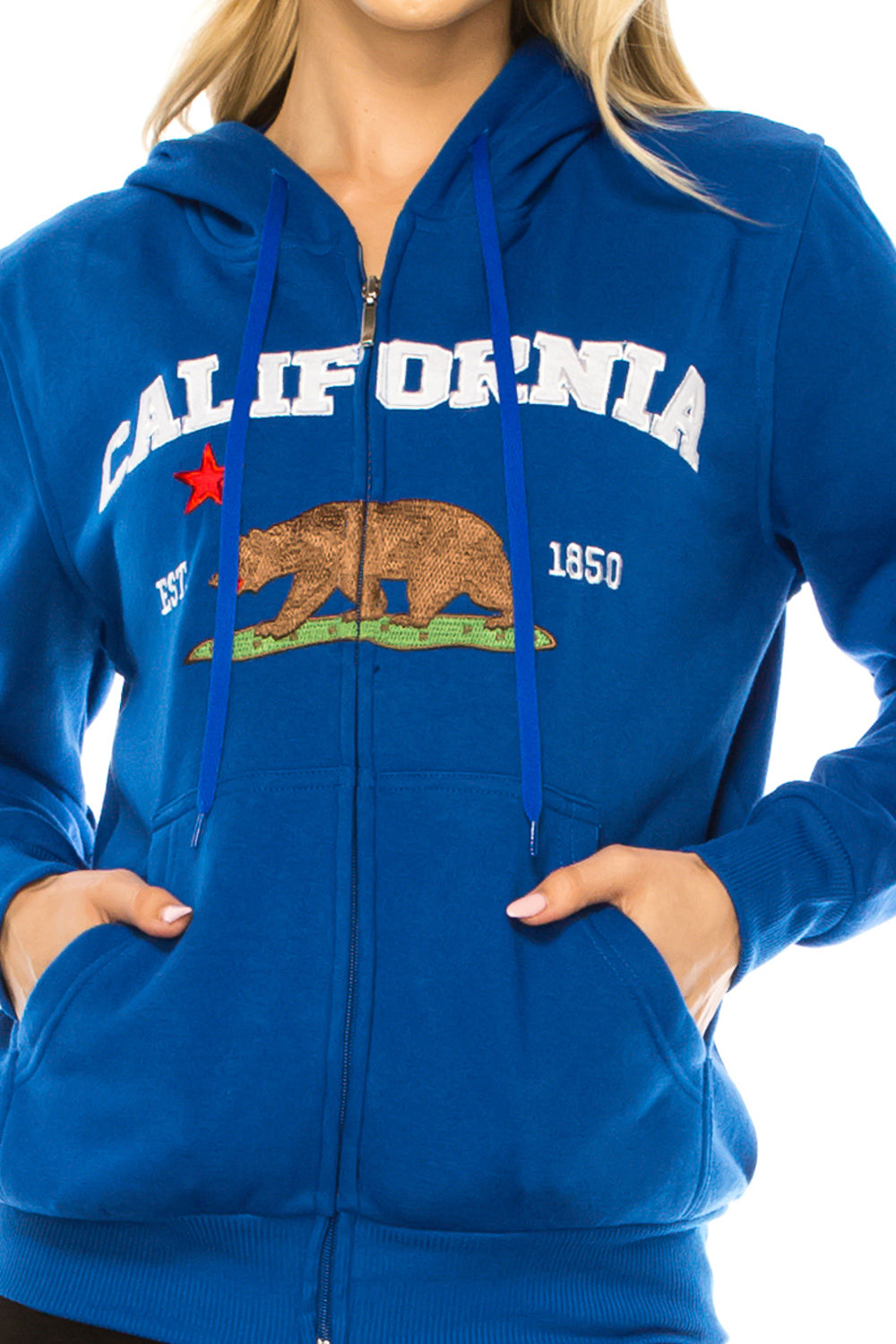 Royal Blue Premium Quality California Embroidered Zip Up Hoodie (S-XL) $11 Per Piece. WBT64