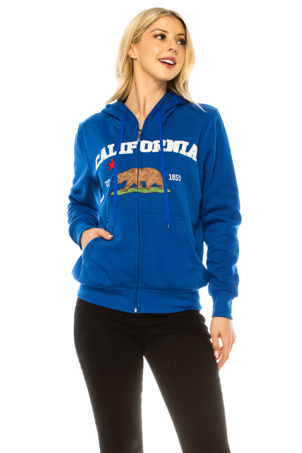 Royal Blue Premium Quality California Embroidered Zip Up Hoodie (S-XL) $11 Per Piece. WBT64