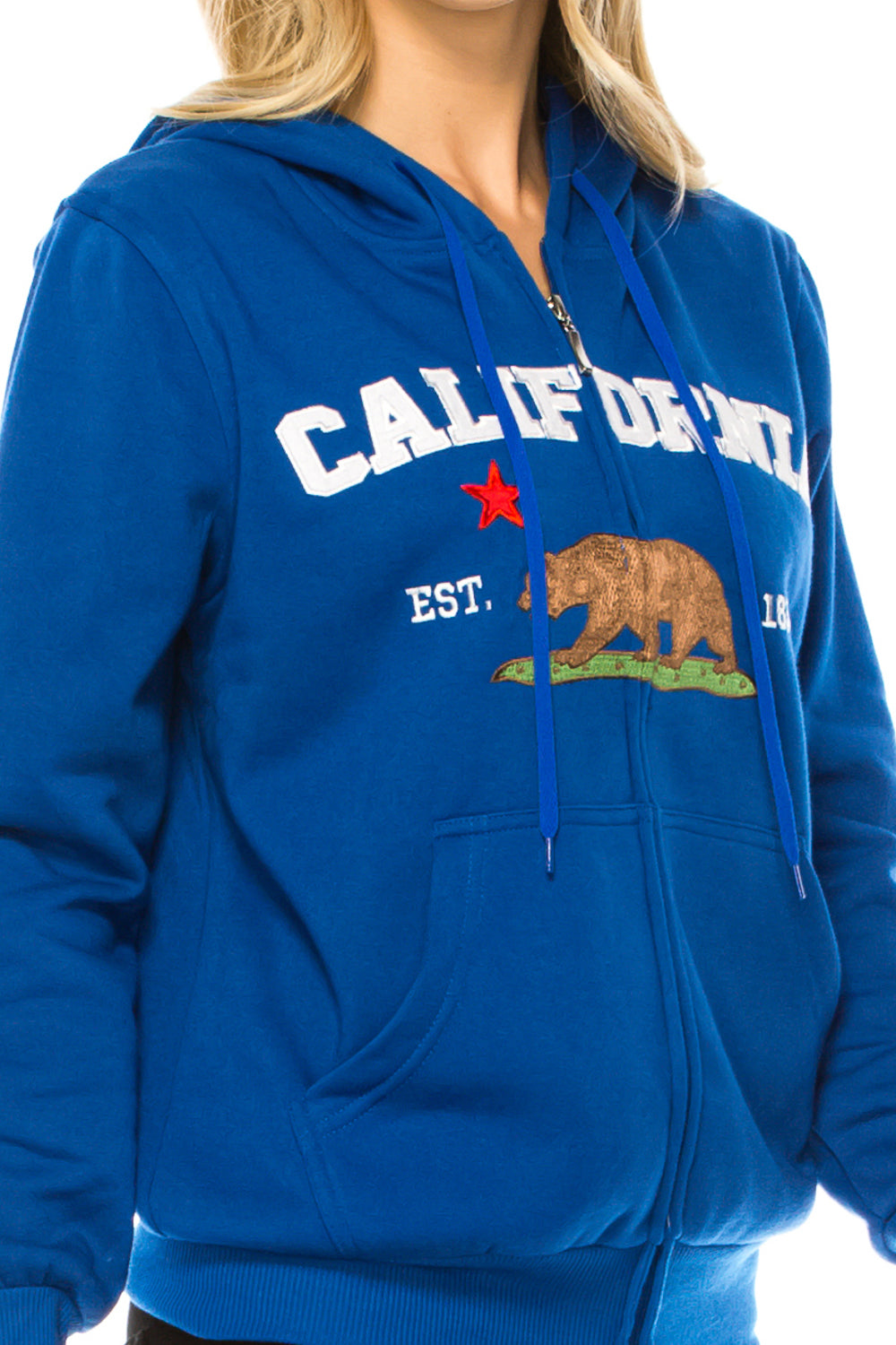 Royal Blue Premium Quality California Embroidered Zip Up Hoodie (S-XL) $11 Per Piece. WBT64