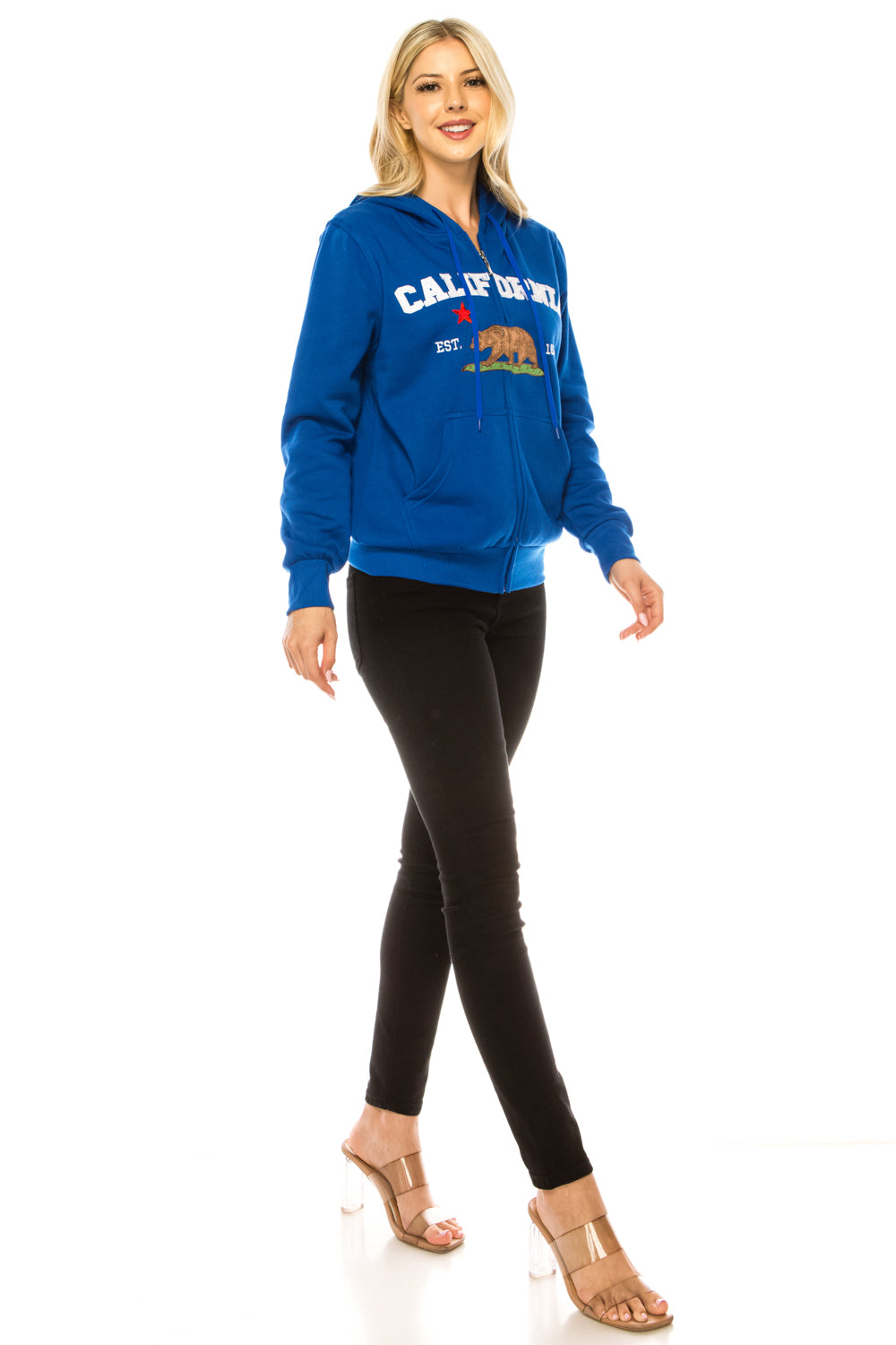 Royal Blue Premium Quality California Embroidered Zip Up Hoodie (S-XL) $11 Per Piece. WBT64