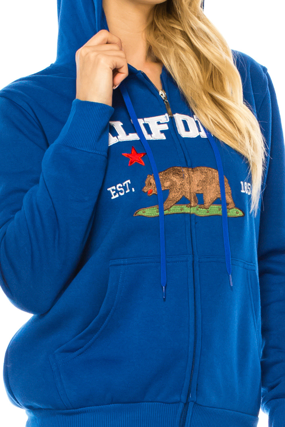 Royal Blue Premium Quality California Embroidered Zip Up Hoodie (S-XL) $11 Per Piece. WBT64