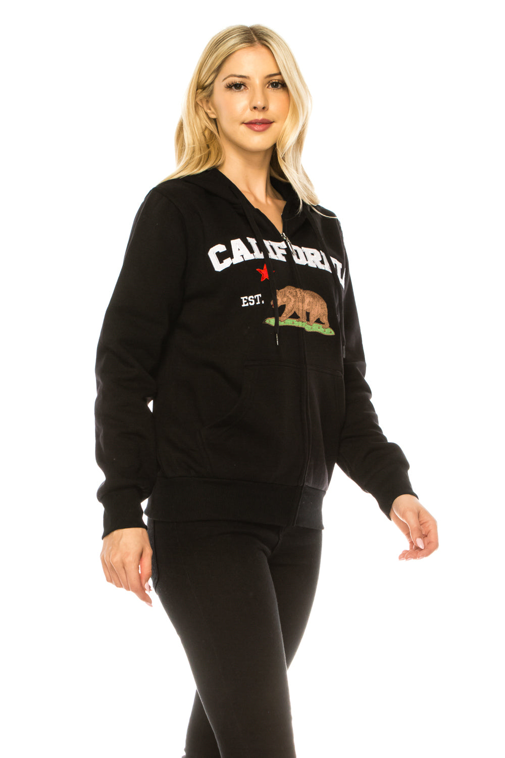 Black Premium Quality California Embroidered Zip Up Hoodie (S-XL) $11 Per Piece. WBT64