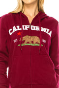 Burgundy Premium Quality California Embroidered Zip Up Hoodie (S-XL) $11 Per Piece. WBT64