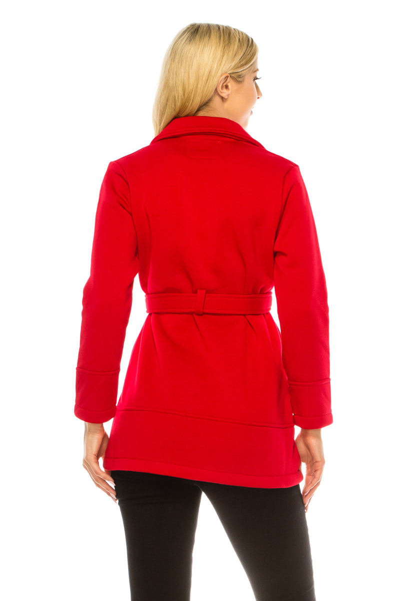 Women  Scarlet Double Breasted Fleece Coat with Removable Belt  (S-XL) $14 (2X-3X) $15 WJ24525 Per piece WJ525