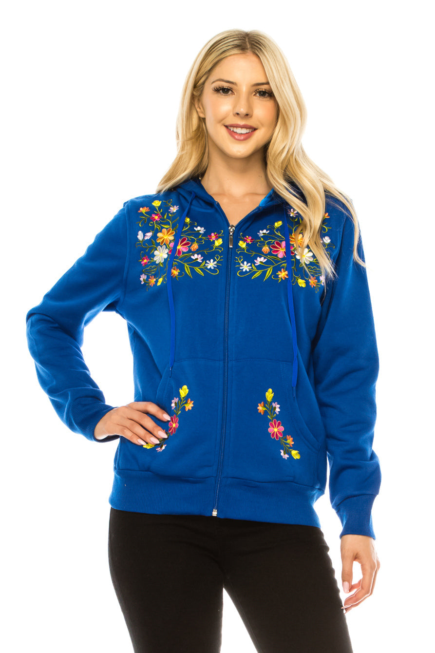 Premium Quality Embroidered Zip Up Hoodie - Royal (S-XL) $12.25 Per Piece. WBT63