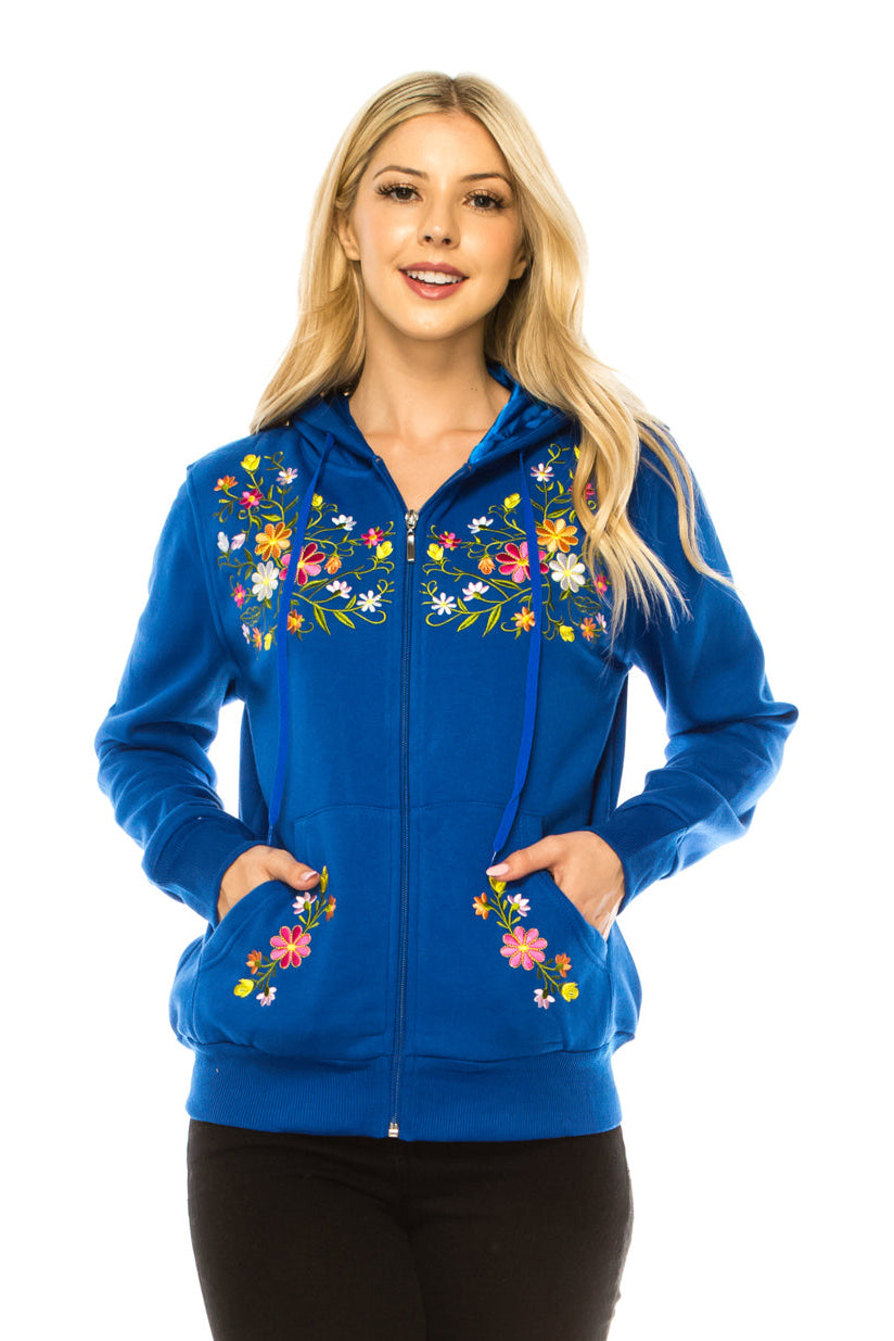 Premium Quality Embroidered Zip Up Hoodie - Royal (S-XL) $12.25 Per Piece. WBT63