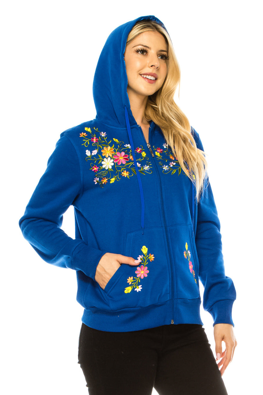 Premium Quality Embroidered Zip Up Hoodie - Royal (S-XL) $12.25 Per Piece. WBT63