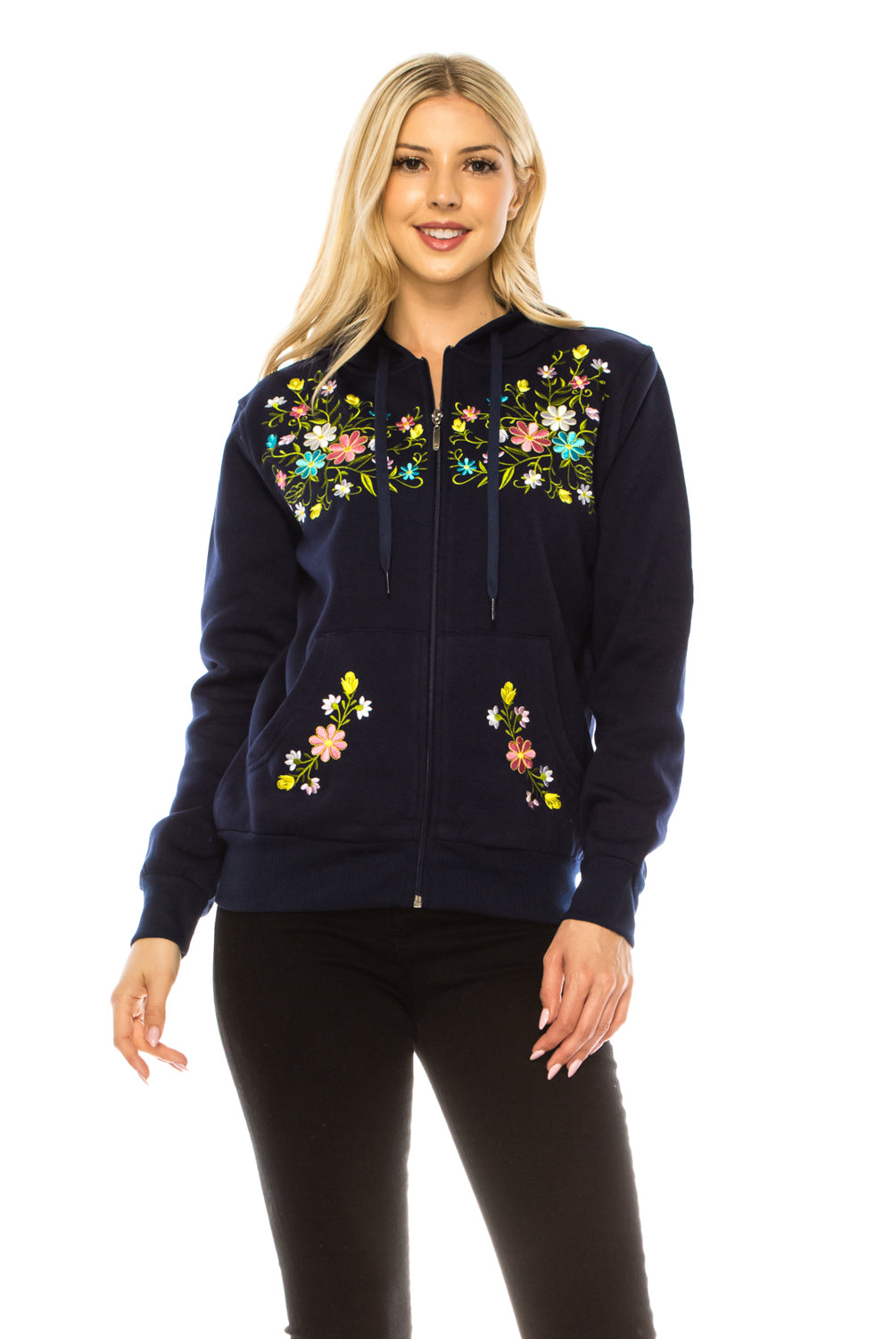 Navy Premium Quality Embroidered Zip Up Hoodie (S-XL) $12 Per Piece. WBT63