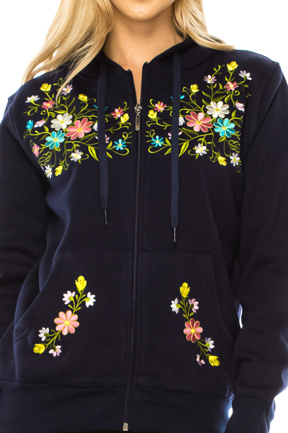 Navy Premium Quality Embroidered Zip Up Hoodie (S-XL) $12 Per Piece. WBT63