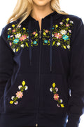 Navy Premium Quality Embroidered Zip Up Hoodie (S-XL) $12 Per Piece. WBT63