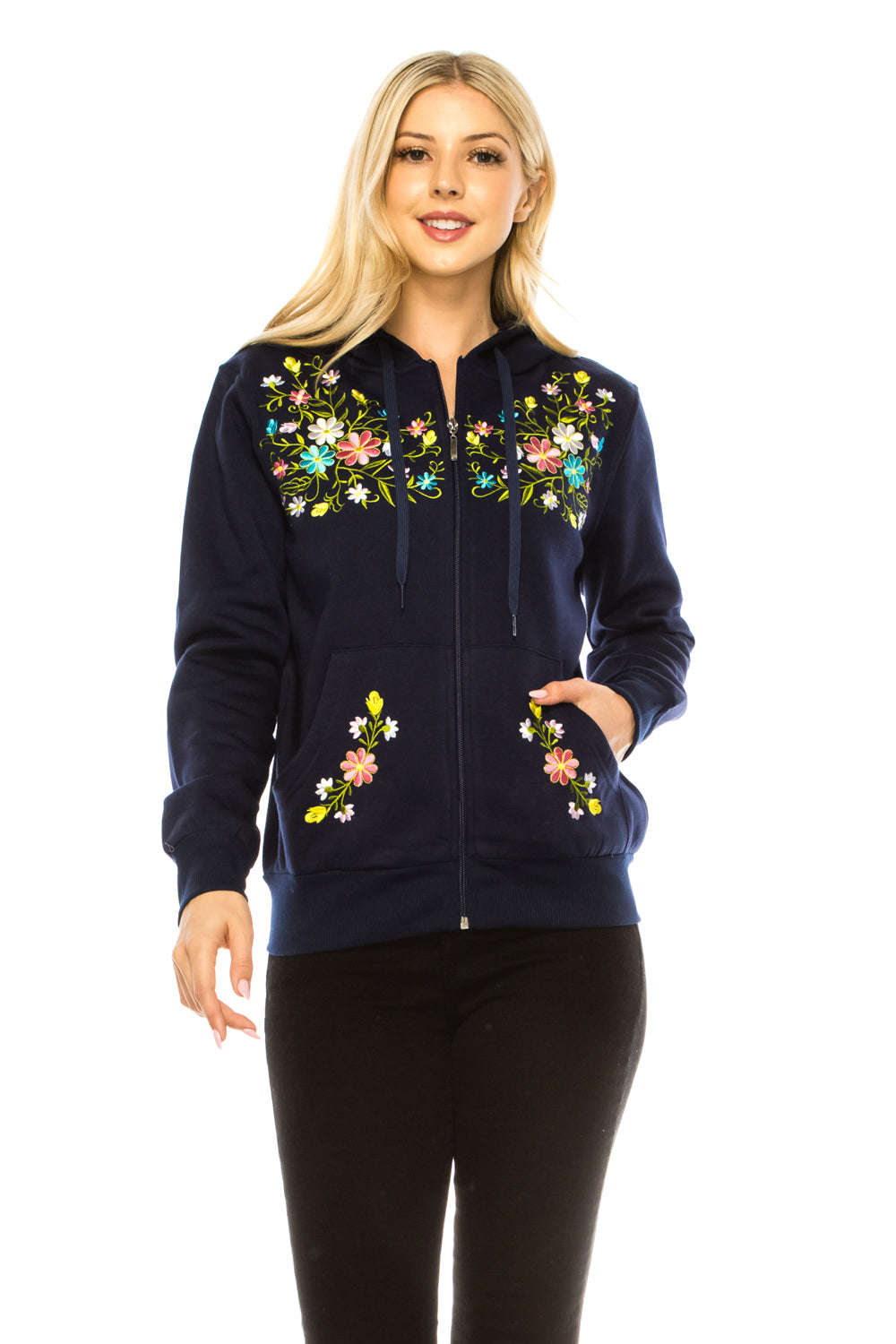 Navy Premium Quality Embroidered Zip Up Hoodie (S-XL) $12 Per Piece. WBT63