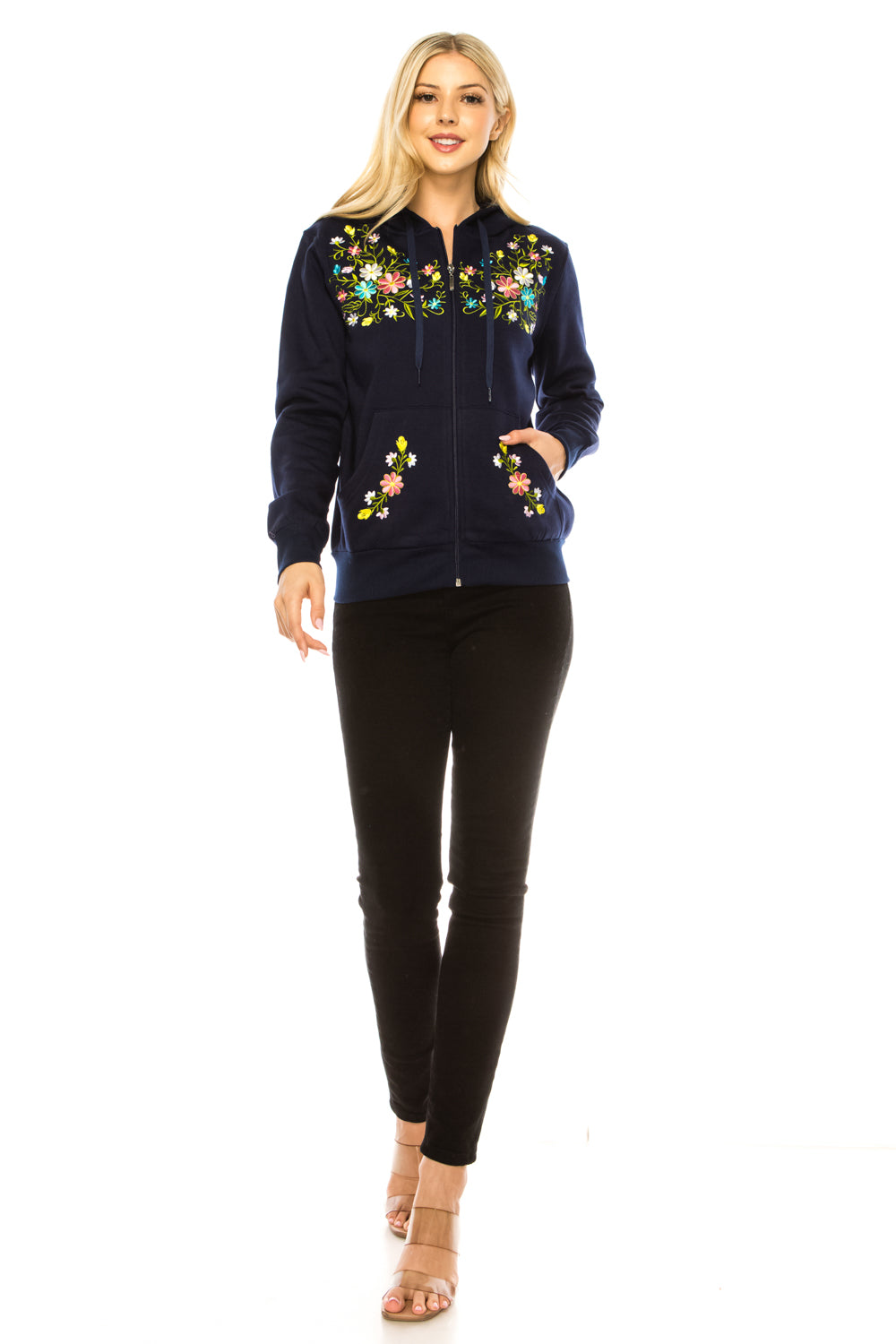 Navy Premium Quality Embroidered Zip Up Hoodie (S-XL) $12 Per Piece. WBT63