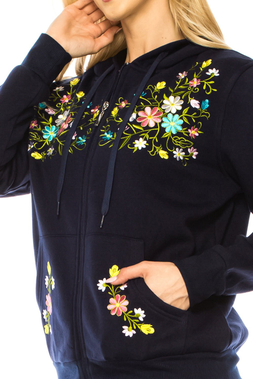 Navy Premium Quality Embroidered Zip Up Hoodie (S-XL) $12 Per Piece. WBT63