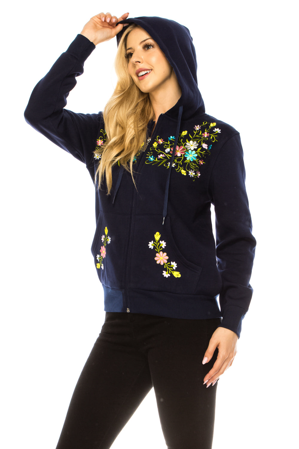 Navy Premium Quality Embroidered Zip Up Hoodie (S-XL) $12 Per Piece. WBT63