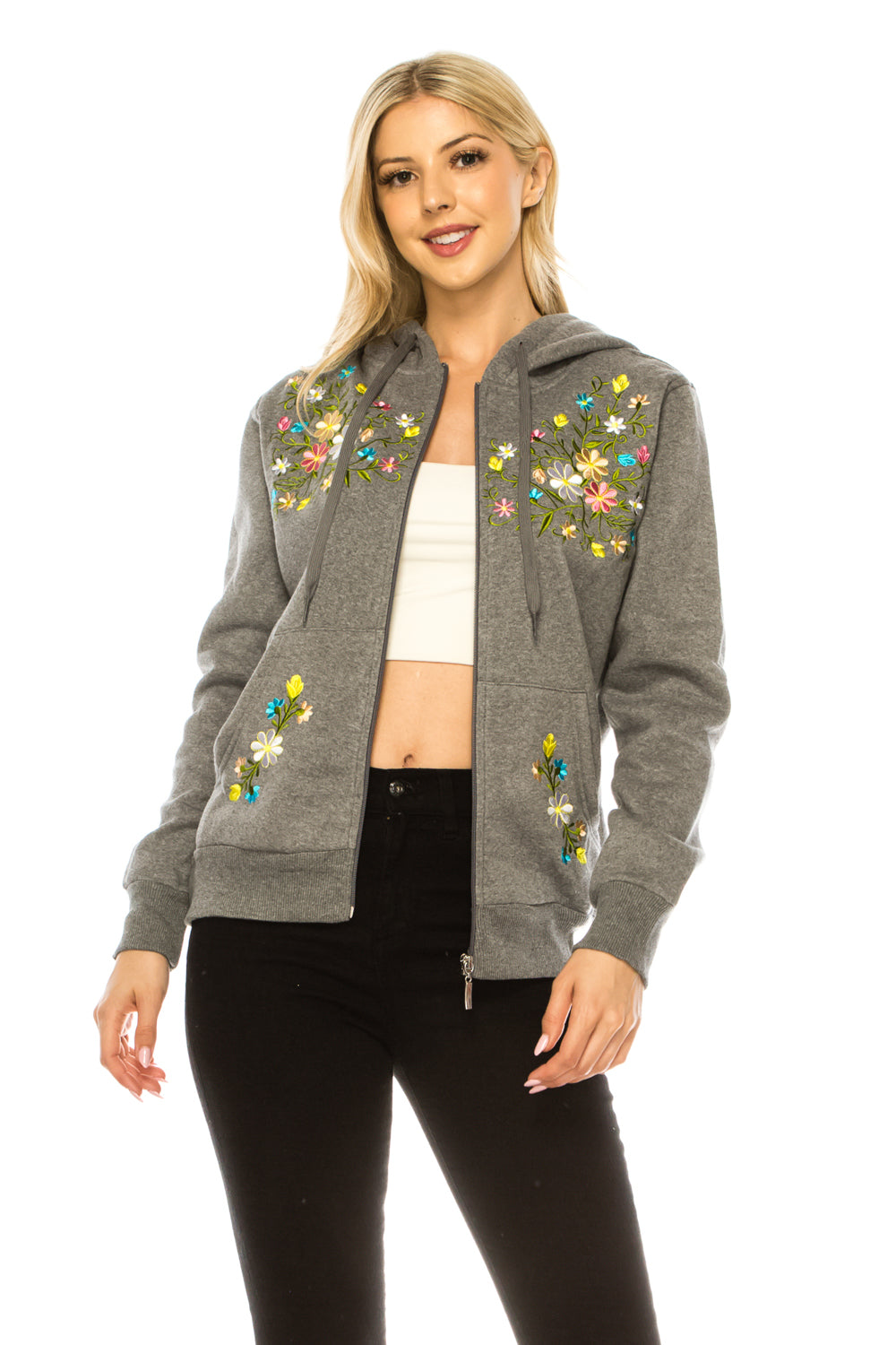 Dark Grey Premium Quality Embroidered Zip Up Hoodie (S-XL) $12 Per Piece. WBT63