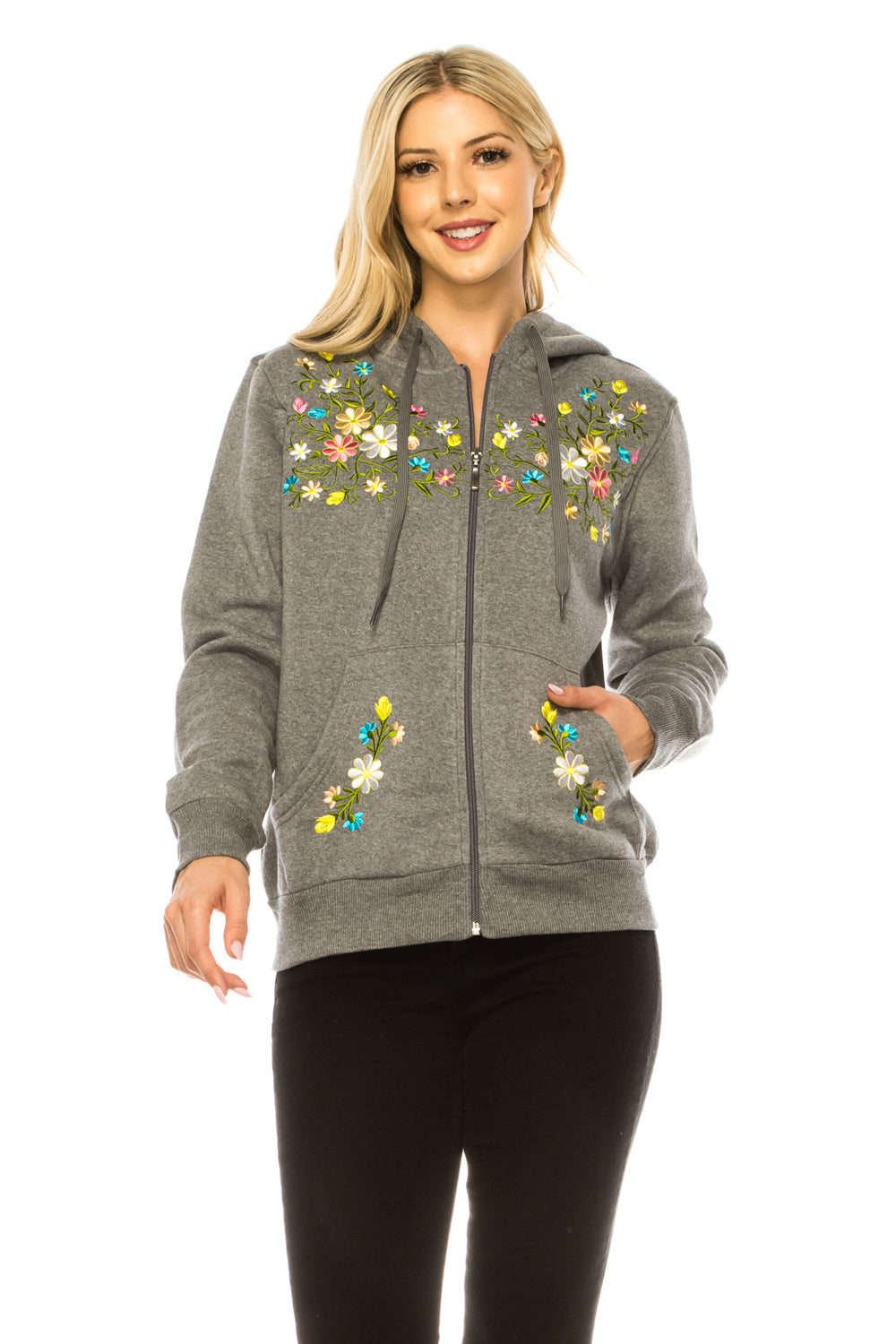 Dark Grey Premium Quality Embroidered Zip Up Hoodie (S-XL) $12 Per Piece. WBT63