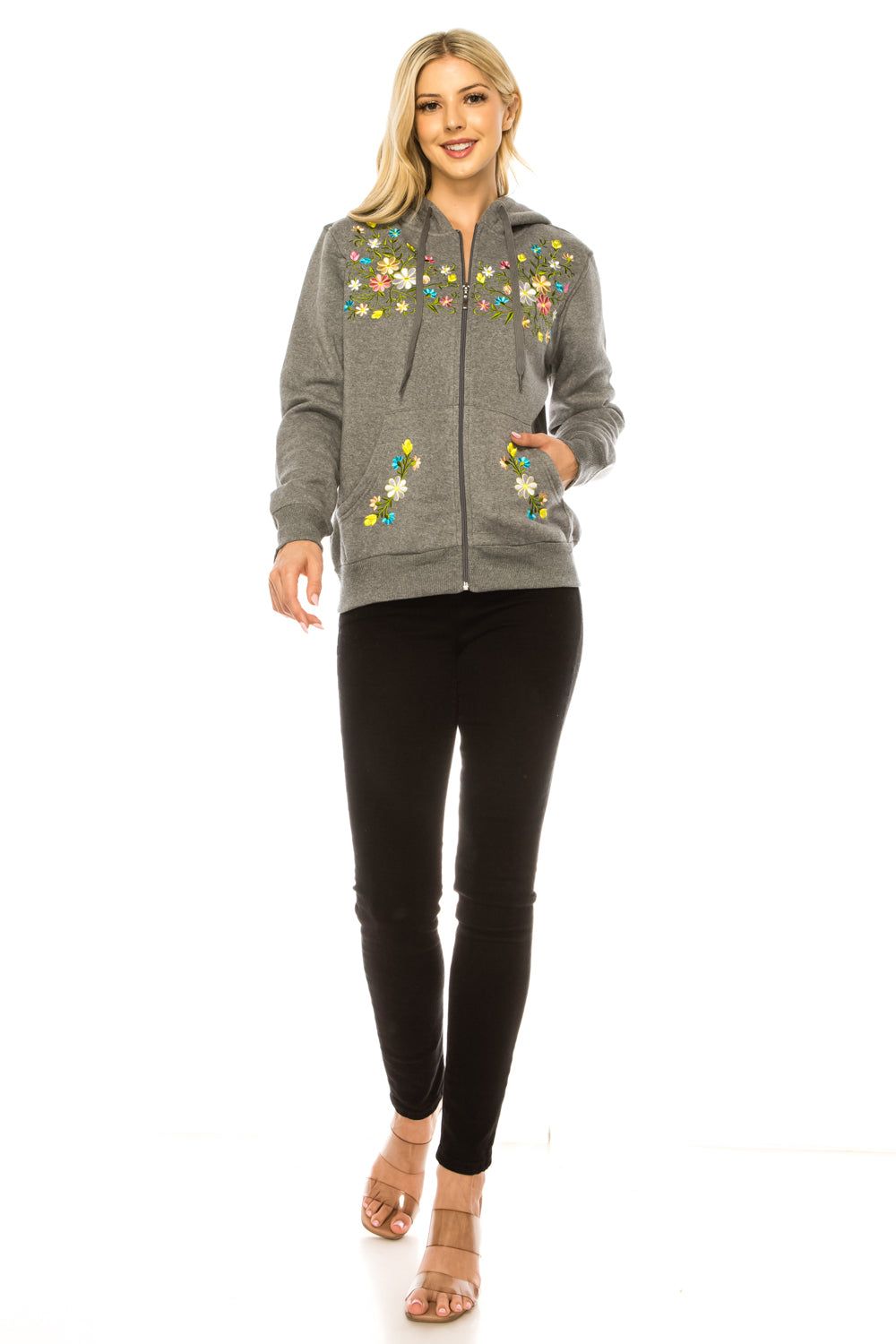 Dark Grey Premium Quality Embroidered Zip Up Hoodie (S-XL) $12 Per Piece. WBT63