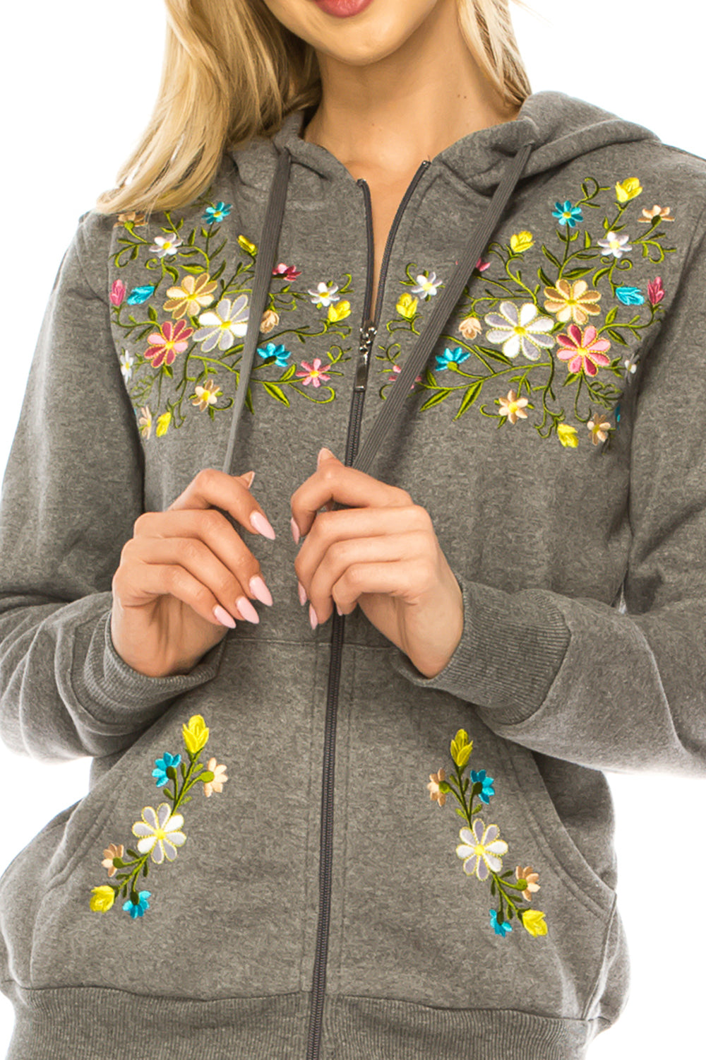Dark Grey Premium Quality Embroidered Zip Up Hoodie (S-XL) $12 Per Piece. WBT63