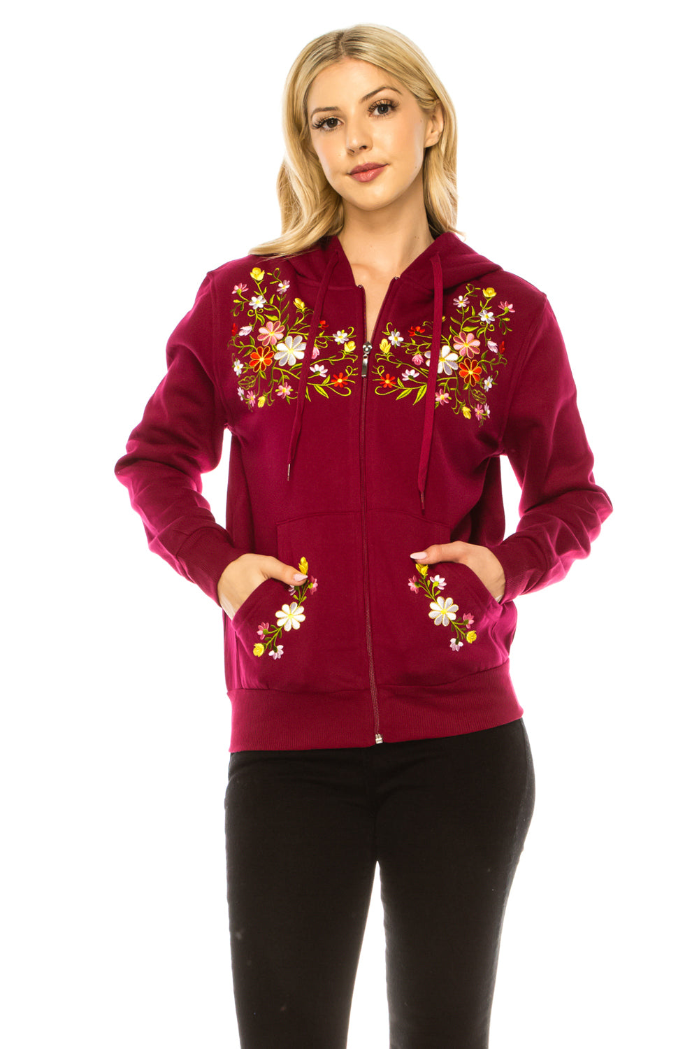 Burgundy Premium Quality Embroidered Zip Up Hoodie (S-XL) $12 Per Piece. WBT63
