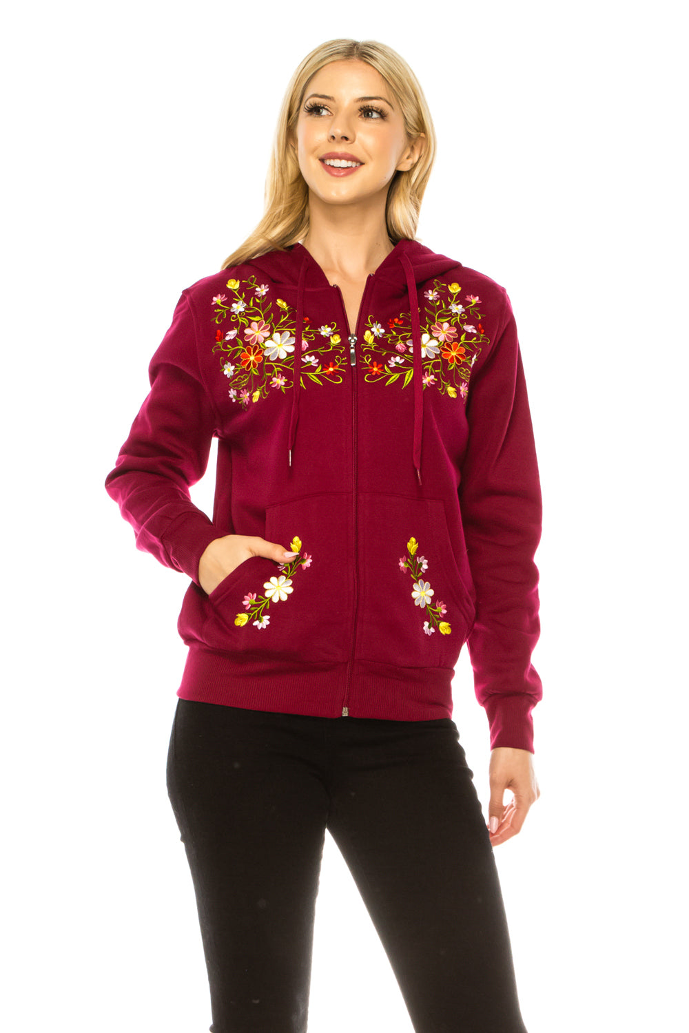 Burgundy Premium Quality Embroidered Zip Up Hoodie (S-XL) $12 Per Piece. WBT63