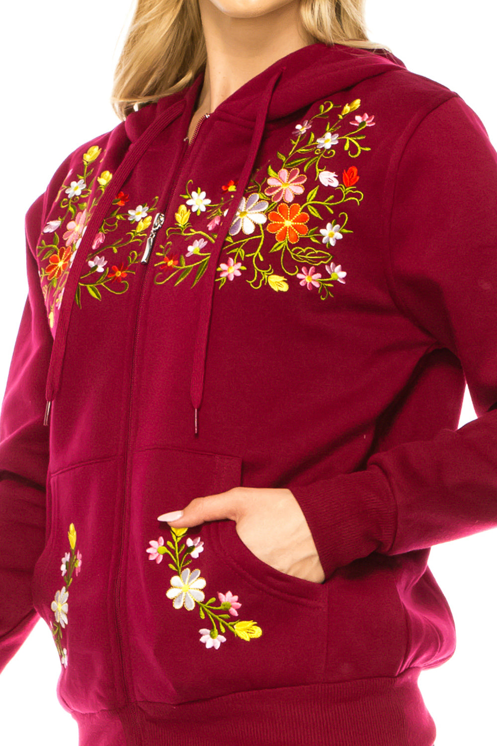 Burgundy Premium Quality Embroidered Zip Up Hoodie (S-XL) $12 Per Piece. WBT63
