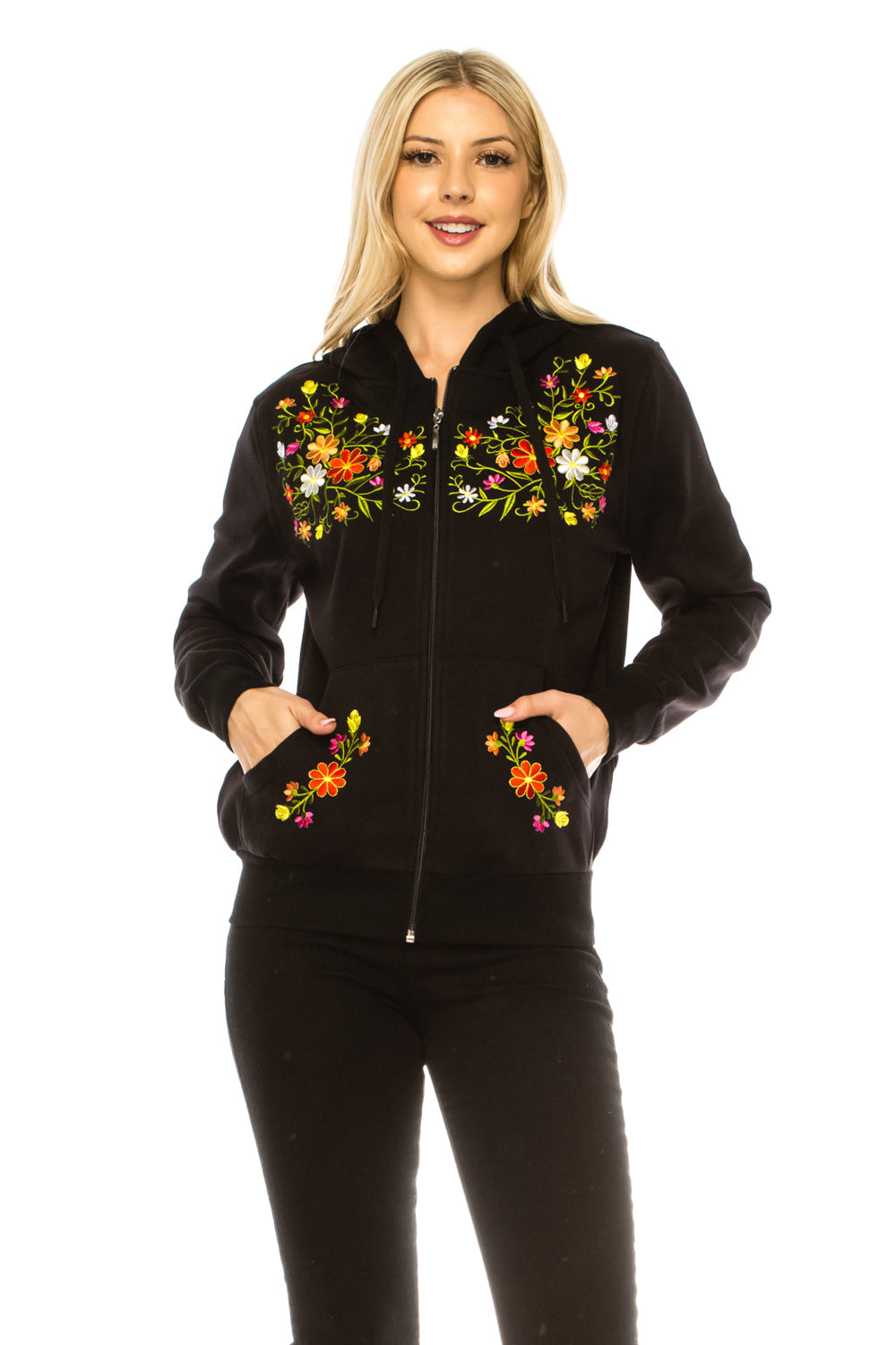Black Premium Quality Embroidered Zip Up Hoodie (S-XL) $12 Per Piece. WBT63