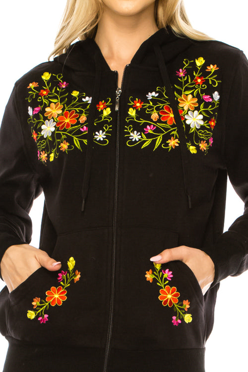 Black Premium Quality Embroidered Zip Up Hoodie (S-XL) $12 Per Piece. WBT63