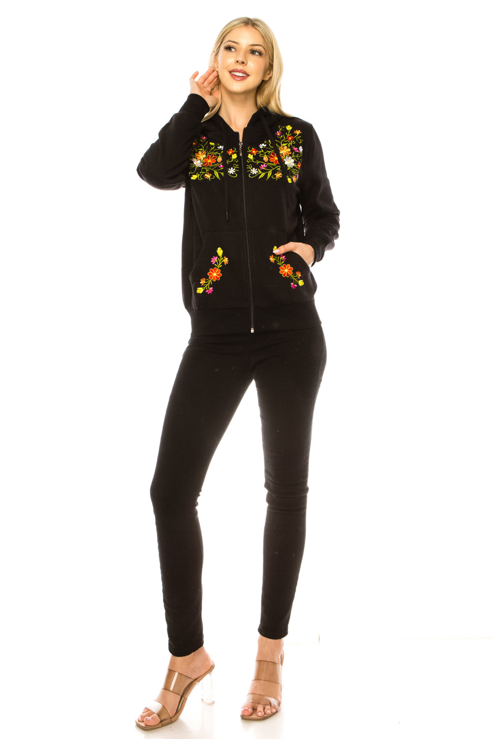 Black Premium Quality Embroidered Zip Up Hoodie (S-XL) $12 Per Piece. WBT63