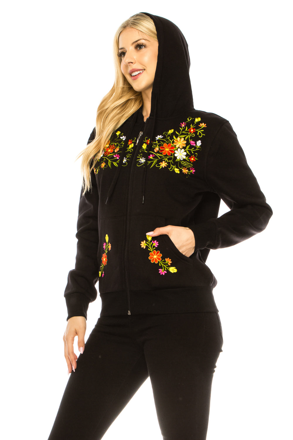 Black Premium Quality Embroidered Zip Up Hoodie (S-XL) $12 Per Piece. WBT63